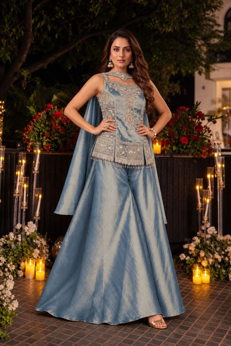 Kanjivaram By Aurraa Premium Silk Beads Work Indo Western 